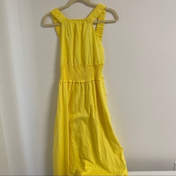 Zara yellow 100% cotton midi smocked dress NWT - Picture 4 of 8